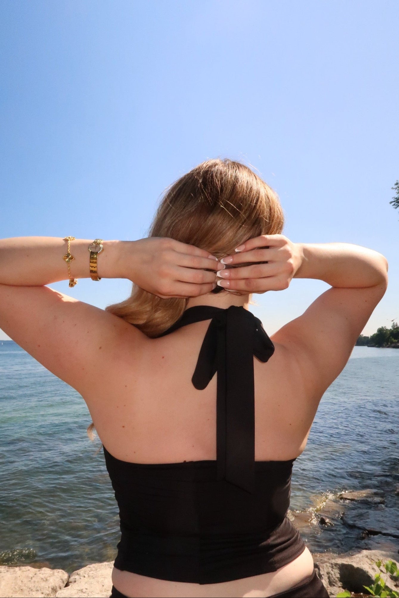 Siena Ruched Halter Top – Caviar
